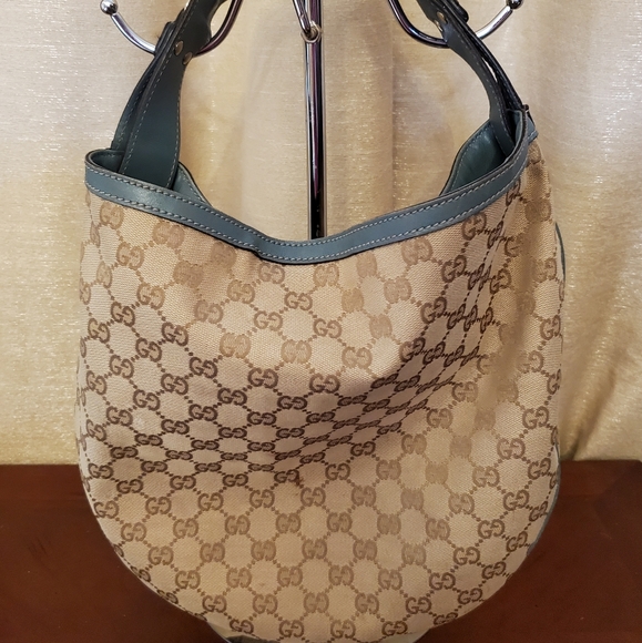 Gucci Horsebit Mediun Wave Canvas Hobo Bag